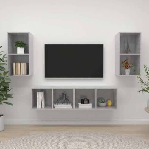 Zidni TV ormarići 4 kom siva boja betona od konstruiranog drva - Beton siva 4 Cijena