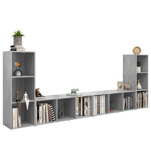 TV ormarići 4kom siva boja betona 107x35x37cm konstruirano drvo - Beton siva 4 Cijena
