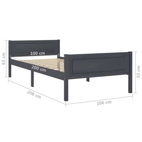Okvir za krevet od masivne borovine sivi 100 x 200 cm  - Siva 100 x 200 cm Cijena