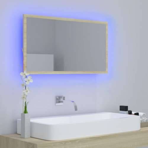 LED kupaonsko ogledalo boja hrasta sonome 80x8,5x37 cm akrilno - sonoma hrast 1 Cijena
