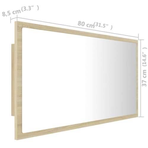 LED kupaonsko ogledalo boja hrasta sonome 80x8,5x37 cm akrilno - sonoma hrast 1 Cijena