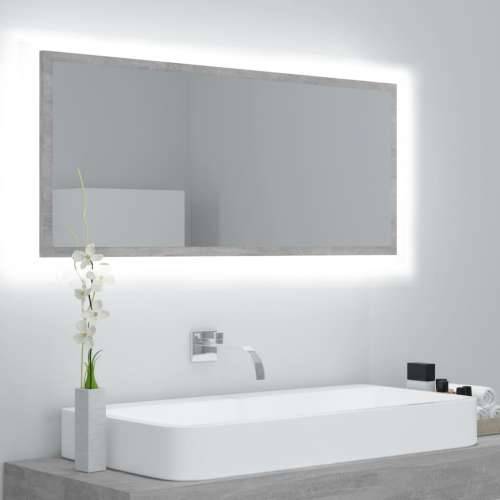 LED kupaonsko ogledalo siva boja betona 100x8,5x37 cm akrilno - Beton siva 1 Cijena