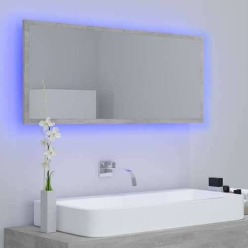 LED kupaonsko ogledalo siva boja betona 100x8,5x37 cm akrilno - Beton siva 1 Cijena