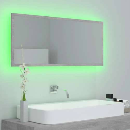 LED kupaonsko ogledalo siva boja betona 100x8,5x37 cm akrilno - Beton siva 1 Cijena