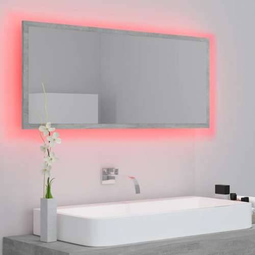 LED kupaonsko ogledalo siva boja betona 100x8,5x37 cm akrilno - Beton siva 1 Cijena