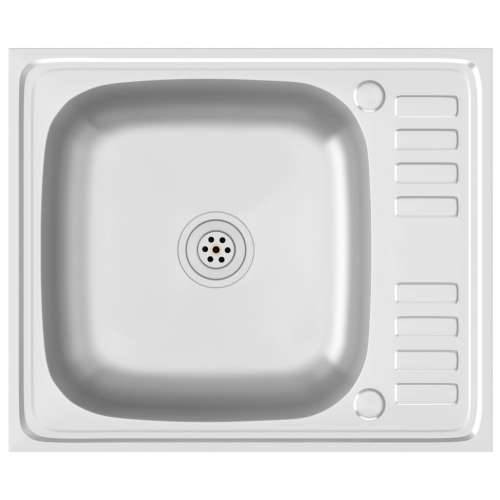 Kuhinjski sudoper s cjedilom srebrni 600 x 500 x 155 mm čelični - 500 x 600 x 155 mm Cijena
