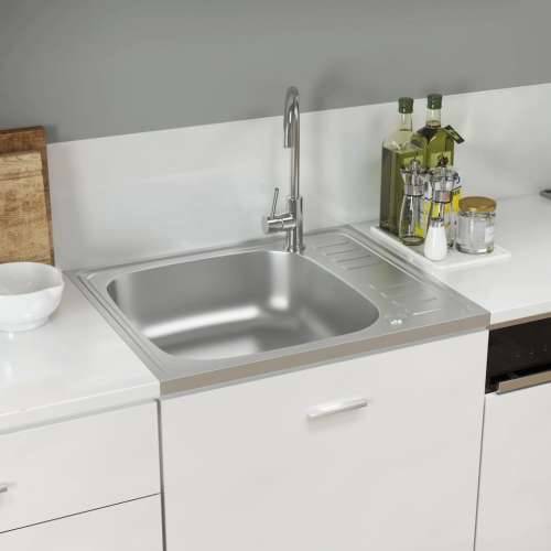Kuhinjski sudoper s cjedilom srebrni 600 x 500 x 155 mm čelični - 500 x 600 x 155 mm Cijena