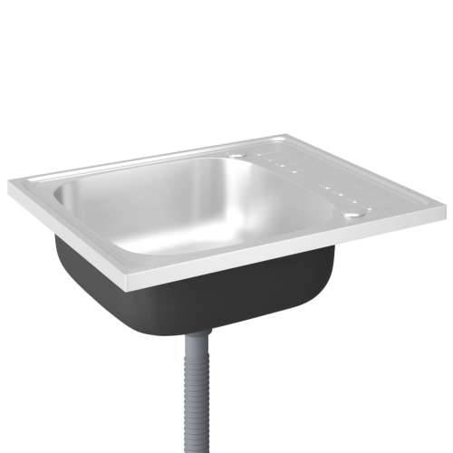 Kuhinjski sudoper s cjedilom srebrni 600 x 500 x 155 mm čelični - 500 x 600 x 155 mm Cijena