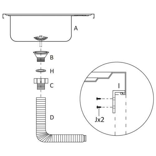 Kuhinjski sudoper s cjedilom srebrni 600 x 500 x 155 mm čelični - 500 x 600 x 155 mm Cijena