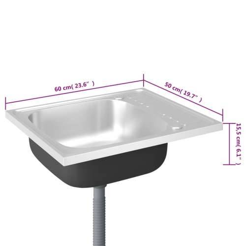 Kuhinjski sudoper s cjedilom srebrni 600 x 500 x 155 mm čelični - 500 x 600 x 155 mm Cijena