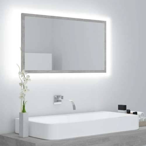 LED kupaonsko ogledalo siva boja betona 80x8,5x37 cm akrilno Cijena