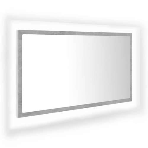LED kupaonsko ogledalo siva boja betona 80x8,5x37 cm akrilno Cijena