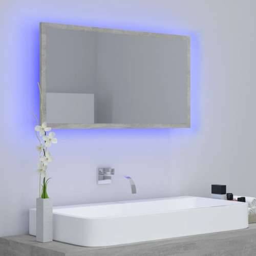 LED kupaonsko ogledalo siva boja betona 80x8,5x37 cm akrilno - Beton siva 1 Cijena