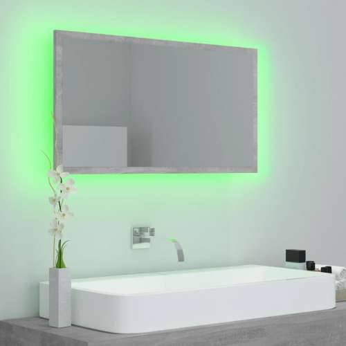 LED kupaonsko ogledalo siva boja betona 80x8,5x37 cm akrilno - Beton siva 1 Cijena