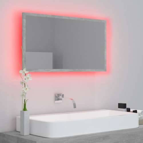 LED kupaonsko ogledalo siva boja betona 80x8,5x37 cm akrilno - Beton siva 1 Cijena