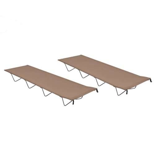 Kreveti za kampiranje 2kom 180x60x19cm tkanina/čelik smeđe-sivi - Sivo-smeđa 2 Cijena