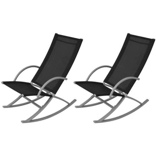 Vrtne stolice za ljuljanje 2 kom čelik i tekstilen crne