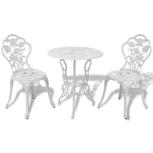 3-dijelni bistro set od lijevanog aluminija bijeli Cijena