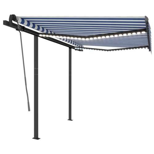 Tenda na ručno uvlačenje s LED svjetlima 3 x 2,5 m plavo-bijela - Plava i bijela 3 x 2.5 m 1 Cijena
