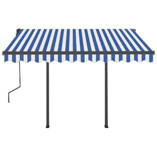 Tenda na ručno uvlačenje s LED svjetlima 3 x 2,5 m plavo-bijela - Plava i bijela 3 x 2.5 m 1 Cijena