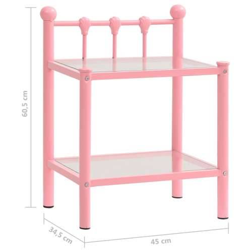 Noćni ormarići 2 kom ružičasti i prozirni od metala i stakla - ružičasta i prozirna 45 x 34,5 x 60,5 cm 2 Cijena