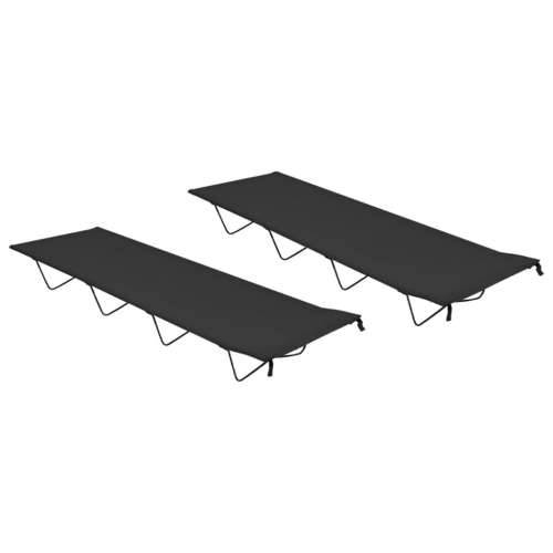 Kreveti za kampiranje 2 kom 180x60x19 cm tkanina i čelik crni - Crna 2 Cijena