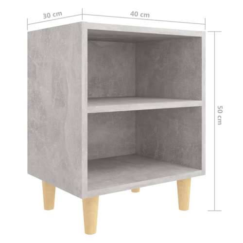Noćni ormarić s drvenim nogama siva boja betona 40 x 30 x 50 cm - Beton siva 1 Cijena