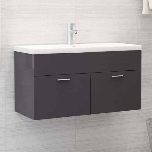 Ormarić za Lavabo - Umivaonik visoki sjaj sivi 90 x 38,5 x 46 cm drveni - visoko sjajno siva 90 x 38.5 x 46 cm 1 Cijena