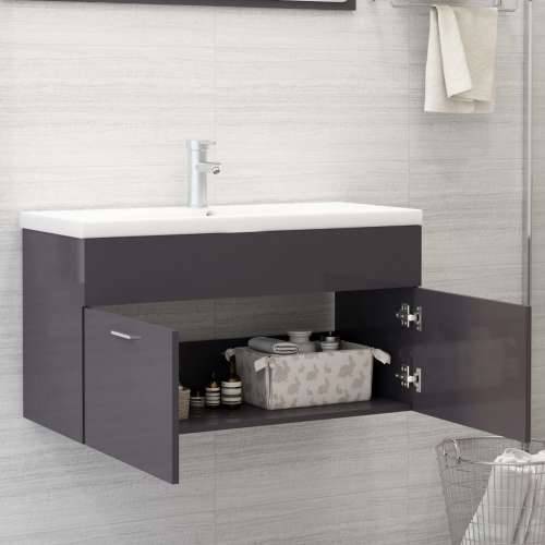 Ormarić za Lavabo - Umivaonik visoki sjaj sivi 90 x 38,5 x 46 cm drveni - visoko sjajno siva 90 x 38.5 x 46 cm 1 Cijena
