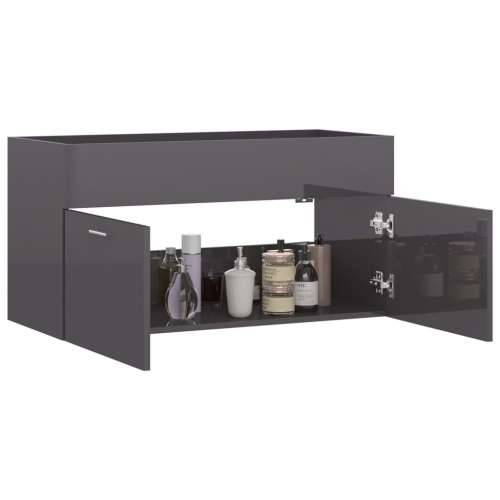 Ormarić za Lavabo - Umivaonik visoki sjaj sivi 90 x 38,5 x 46 cm drveni - visoko sjajno siva 90 x 38.5 x 46 cm 1 Cijena