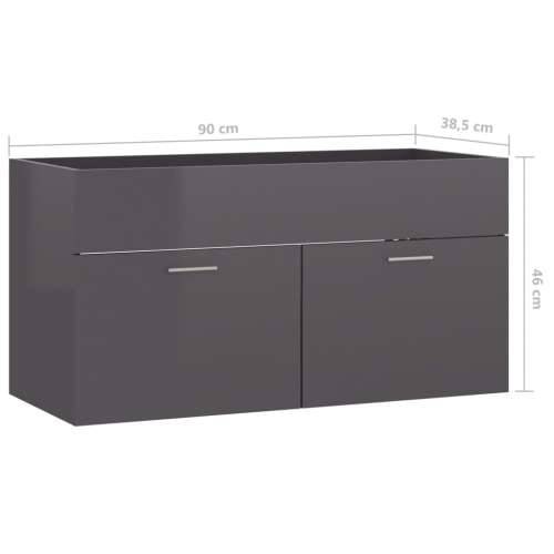 Ormarić za Lavabo - Umivaonik visoki sjaj sivi 90 x 38,5 x 46 cm drveni - visoko sjajno siva 90 x 38.5 x 46 cm 1 Cijena