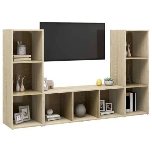 TV ormarići 3 kom boja hrasta 107x35x37 cm konstruirano drvo - sonoma hrast 3 Cijena