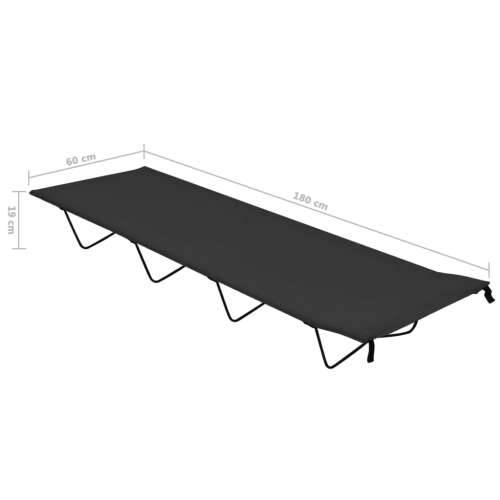 Krevet za kampiranje 180 x 60 x 19 cm od tkanine i čelika crni - Crna 1 Cijena