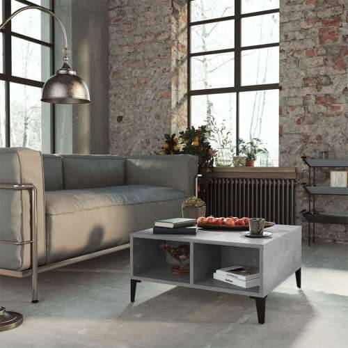 Stolić za kavu siva boja betona 60x60x30 cm konstruirano drvo - Beton siva 1 Cijena