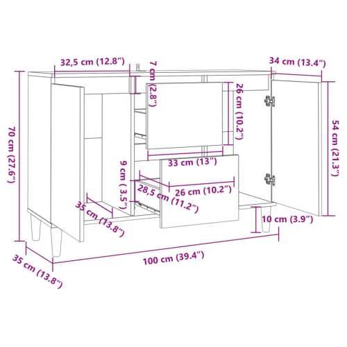 Komoda siva boja betona 101x35x70 cm od konstruiranog drva Beton siva 1 Cijena