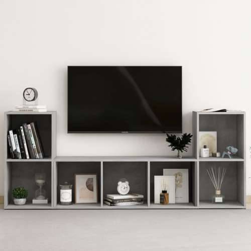 3-dijelni set TV ormarića siva boja betona konstruirano drvo - Beton siva 1 Cijena