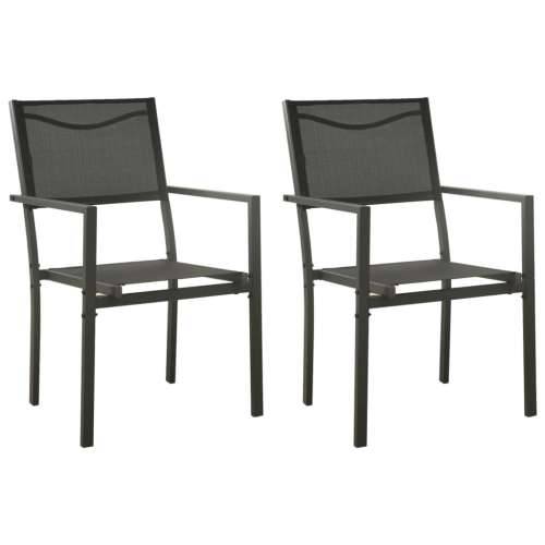 Vrtne stolice 2 kom od tekstilena i čelika crne i antracit