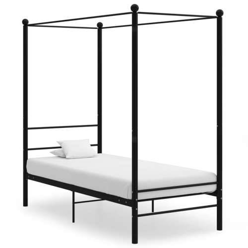 Okvir za krevet s nadstrešnicom crni metalni 90 x 200 cm - Crna 90 x 200 cm Cijena
