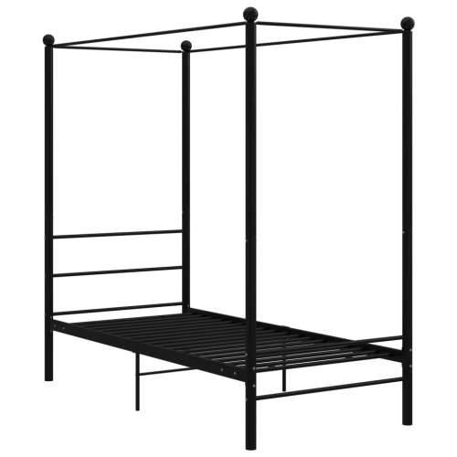 Okvir za krevet s nadstrešnicom crni metalni 90 x 200 cm - Crna 90 x 200 cm Cijena
