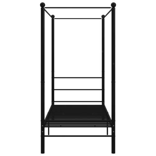 Okvir za krevet s nadstrešnicom crni metalni 90 x 200 cm - Crna 90 x 200 cm Cijena