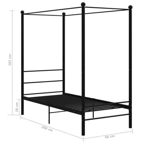 Okvir za krevet s nadstrešnicom crni metalni 90 x 200 cm - Crna 90 x 200 cm Cijena