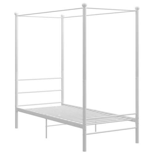 Okvir za krevet s nadstrešnicom bijeli metalni 90 x 200 cm - Bijela 90 x 200 cm Cijena