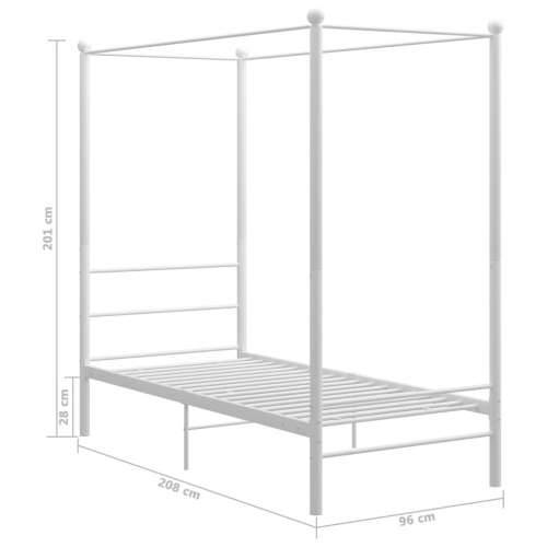 Okvir za krevet s nadstrešnicom bijeli metalni 90 x 200 cm - Bijela 90 x 200 cm Cijena