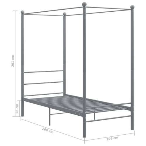 Okvir za krevet s nadstrešnicom sivi metalni 90 x 200 cm - Siva 90 x 200 cm Cijena