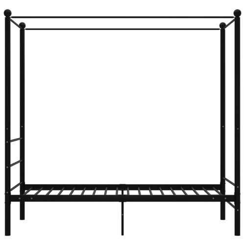 Okvir za krevet s nadstrešnicom crni metalni 100 x 200 cm - Crna 100 x 200 cm Cijena
