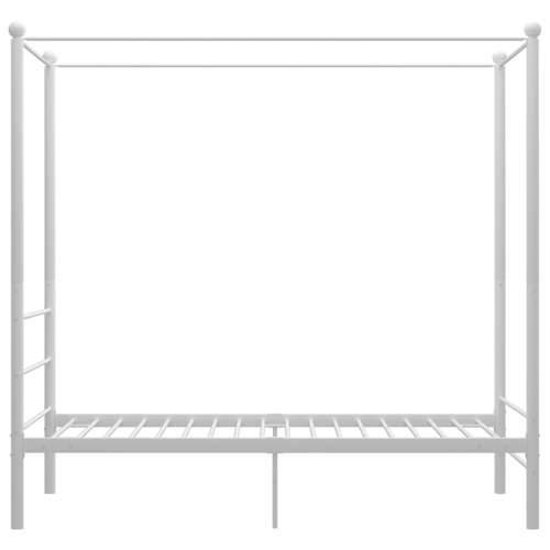 Okvir za krevet s nadstrešnicom bijeli metalni 100 x 200 cm - Bijela 100 x 200 cm Cijena