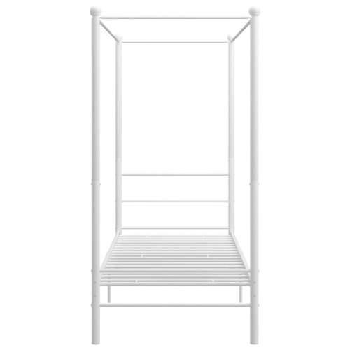Okvir za krevet s nadstrešnicom bijeli metalni 100 x 200 cm - Bijela 100 x 200 cm Cijena