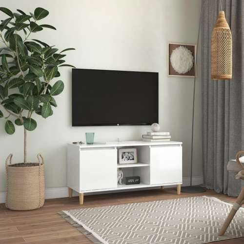 TV ormarić s drvenim nogama sjajni bijeli 103,5x35x50 cm Cijena