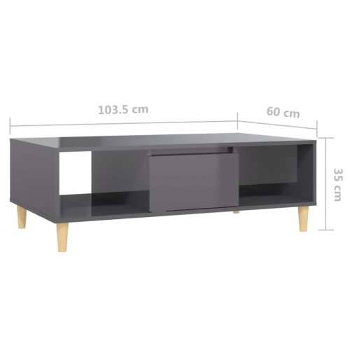 Stolić za kavu sjajni sivi 103,5 x 60 x 35 cm konstruirano drvo - visoko sjajno siva 1 Cijena
