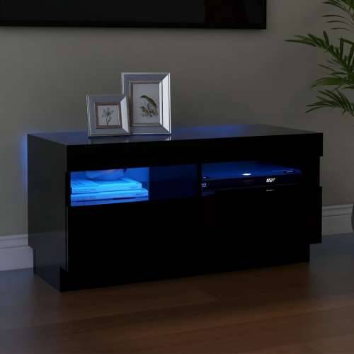 TV ormarić s LED svjetlima crni 80x35x40 cm - Crna 1 80 cm Cijena